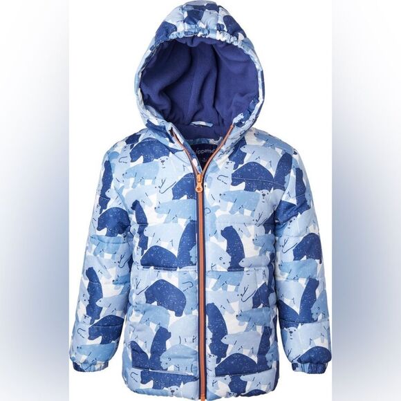 WIPPETTE Polar Bear Camo Puffer Jacket blue size 18 mo nwt